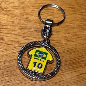 Vintage Brasil Rotating Axis Soccer Football‎ Jersey Key Ring #10 Pele Neymar